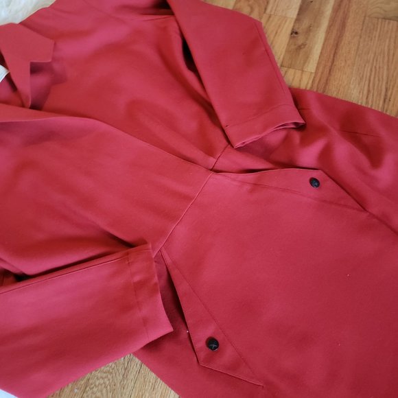 Thierry Mugler 1980s Crimson Wool Coat Dress - Picture 8 of 12